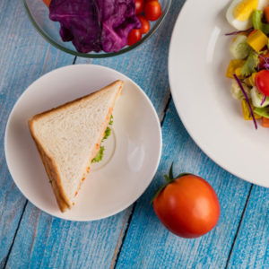 Salad with sandwiches at Blaine, WA restaurants