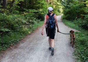 walking a dog in Blaine, Washington