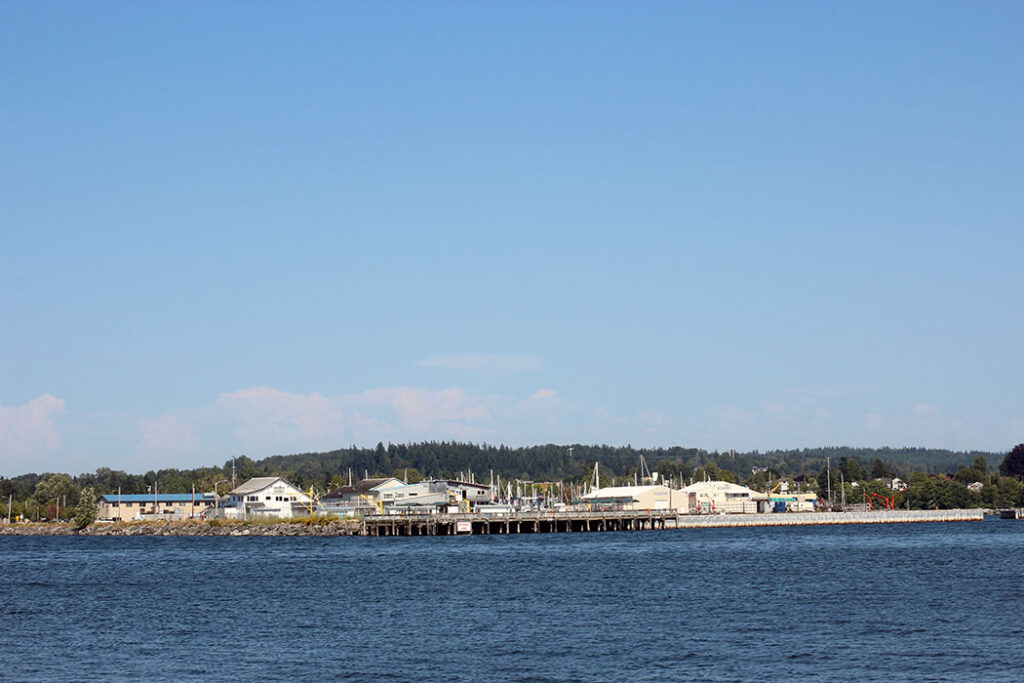 Jorgensen Pier from a distance in Blaine, WA
