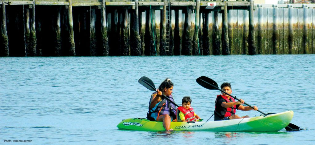 Kids kayaking by Semiahmoo Resort in Blaine WA