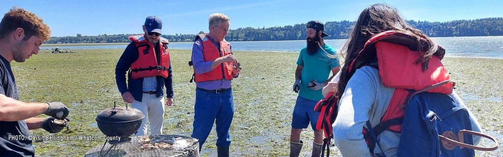 Rick Steves with Drayton Harbor Oyster Company in Blaine WA