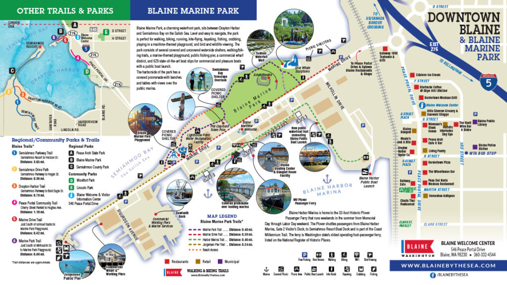 Downtown Blaine and Marine Park Map in Blaine WA