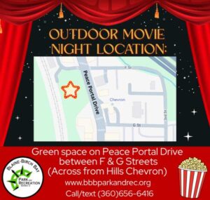 Location Map to Blaine's Movies on the Green in downtown Blaine by the Sea.