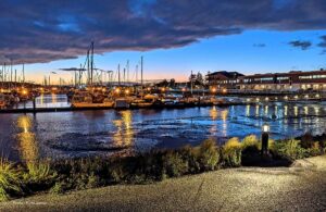 Gate 1 at Blaine Harbor Marina captures the calm atmosphere of the marina and park
