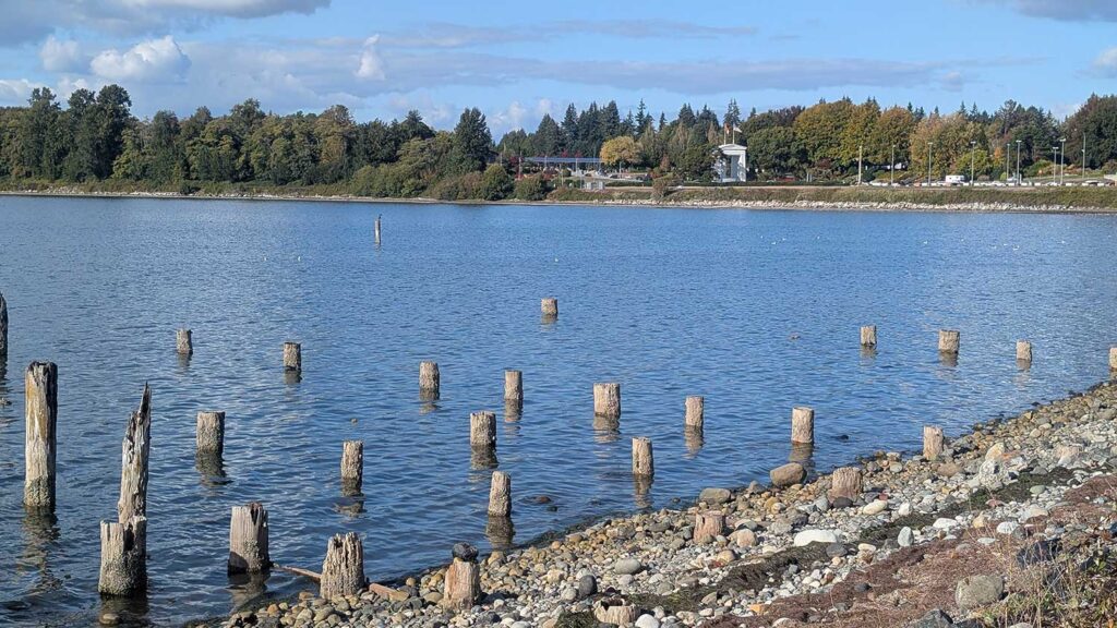 Peace Arch Border Crossing from Blaine Marine Park.